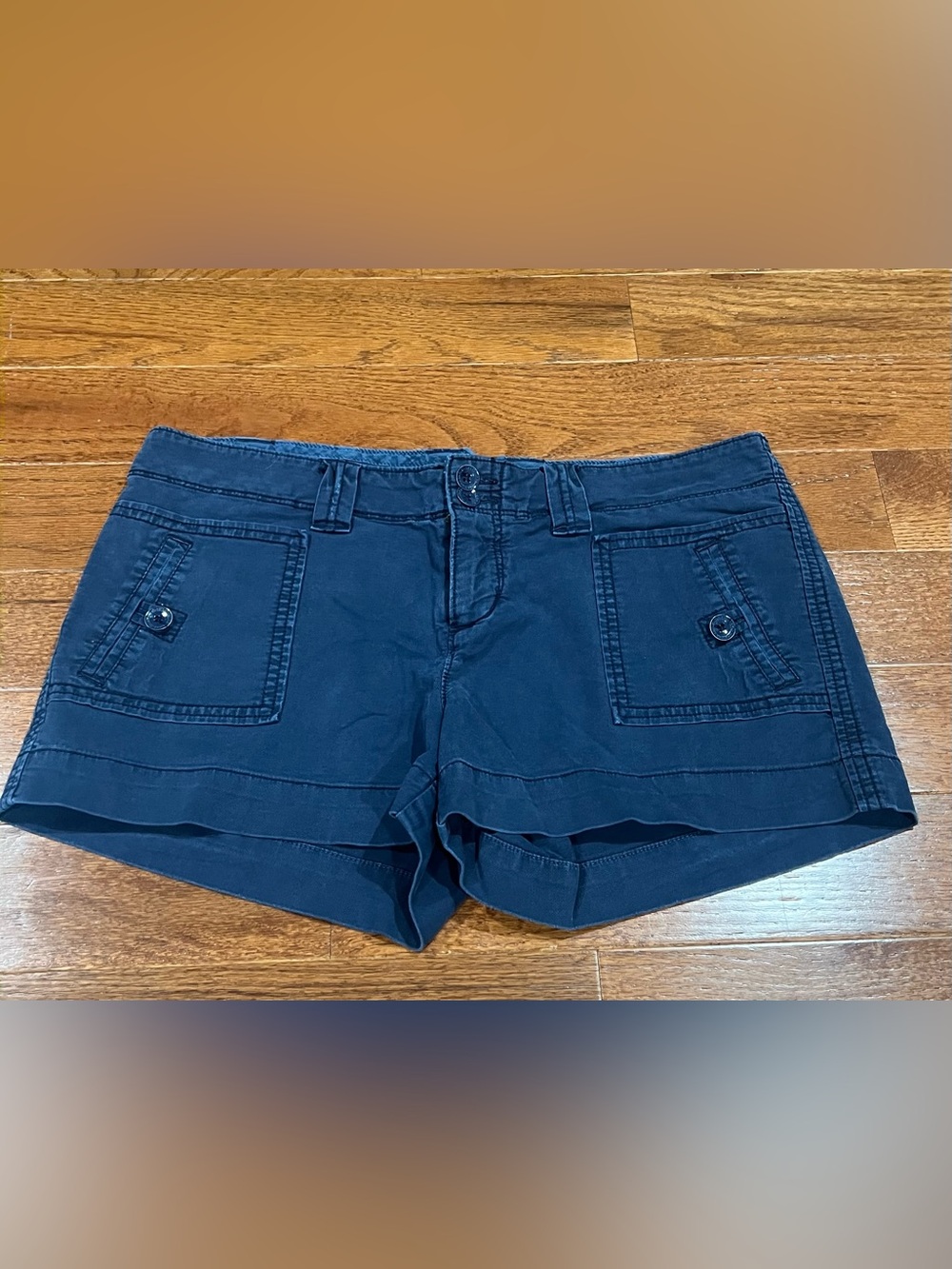 American Eagle Women's Navy Blue Casual Pocket Shorts